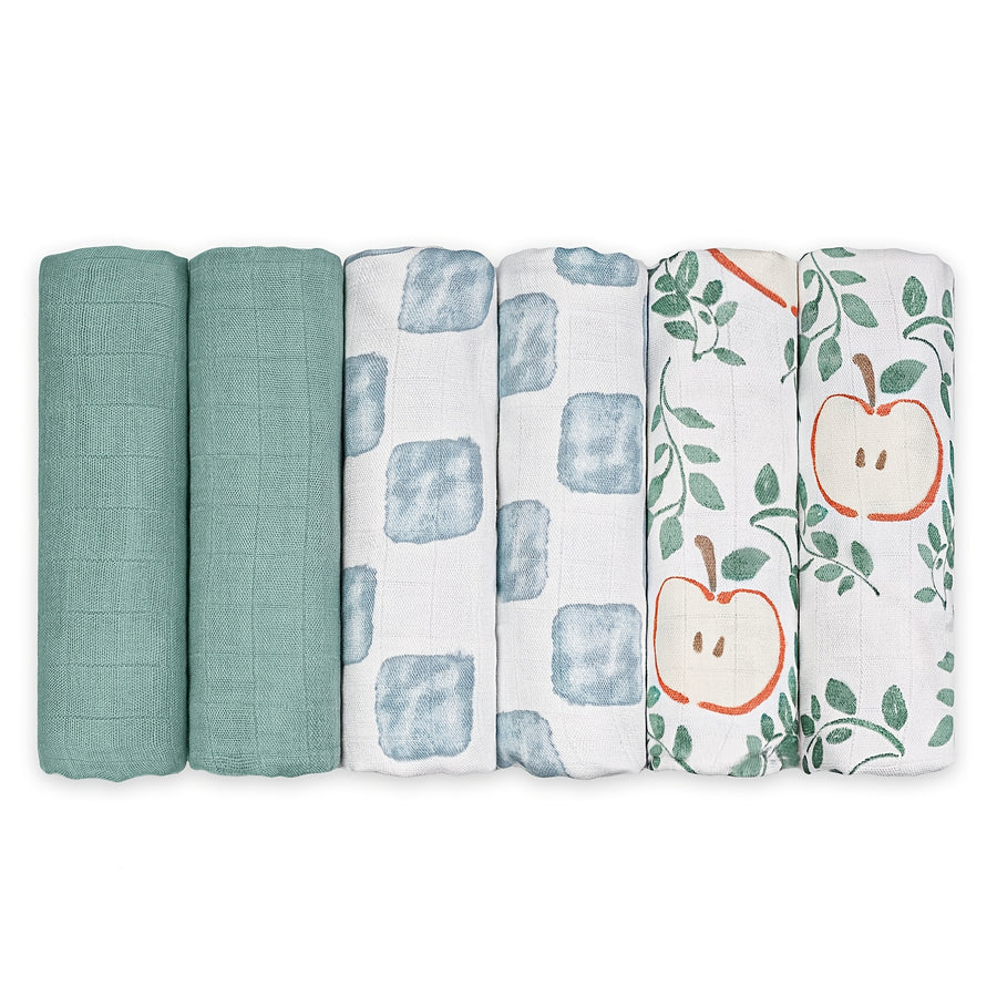 Lot de 6 langes bébé en mousseline de coton — Monptitlou