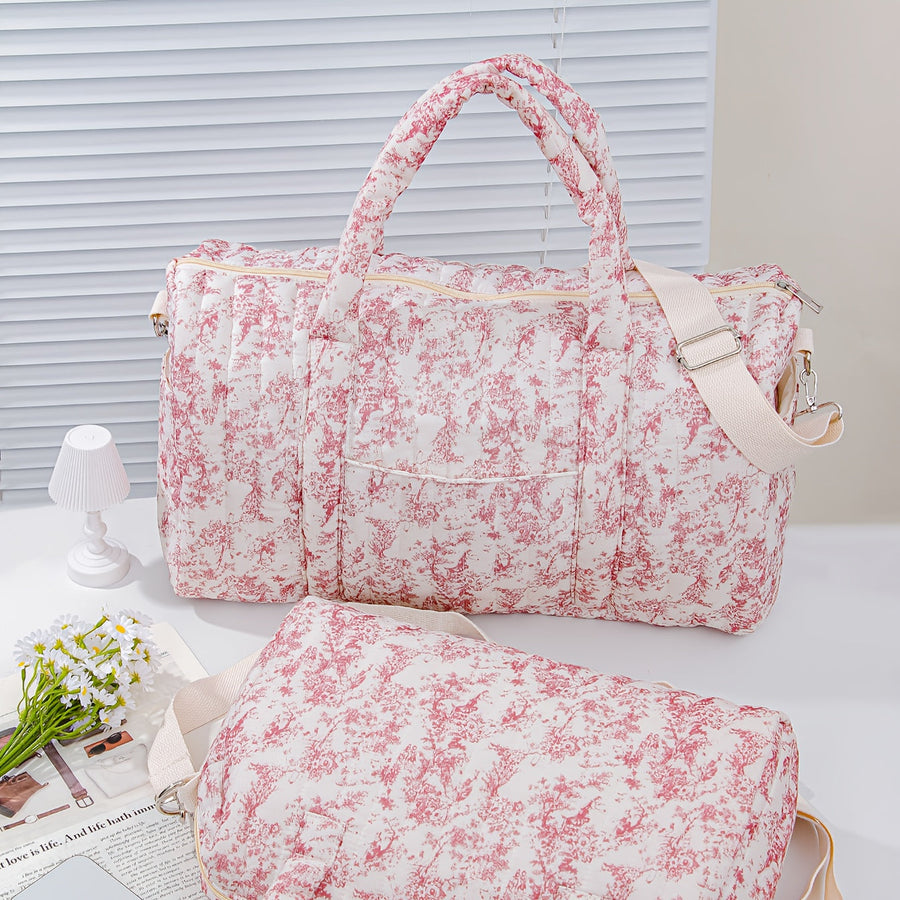 Sac fourre-tout grand modèle à motifs floraux, matelassé — Monptitlou