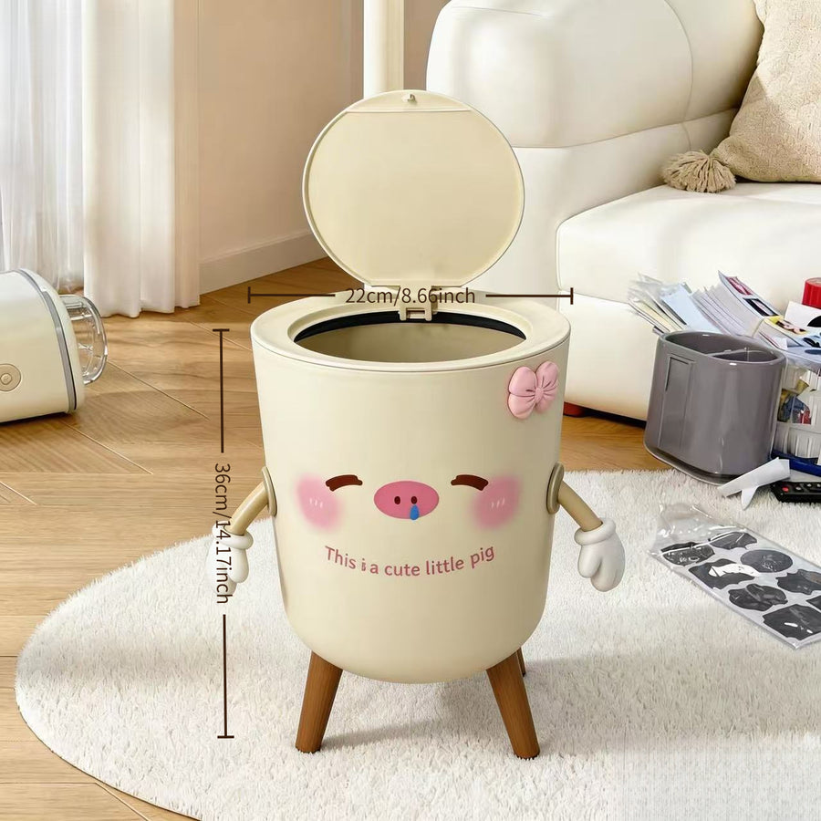 Poubelle couleur crème kawaii avec couvercle à pression pour décoration — Monptitlou