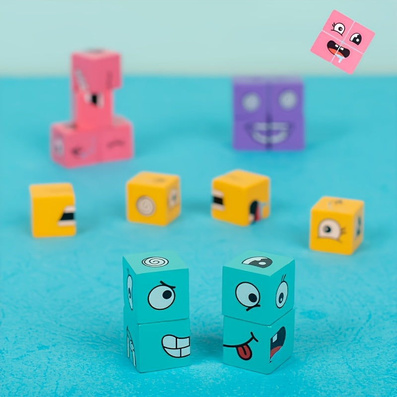 Jeu de blocs en bois à expressions changeantes — Monptitlou