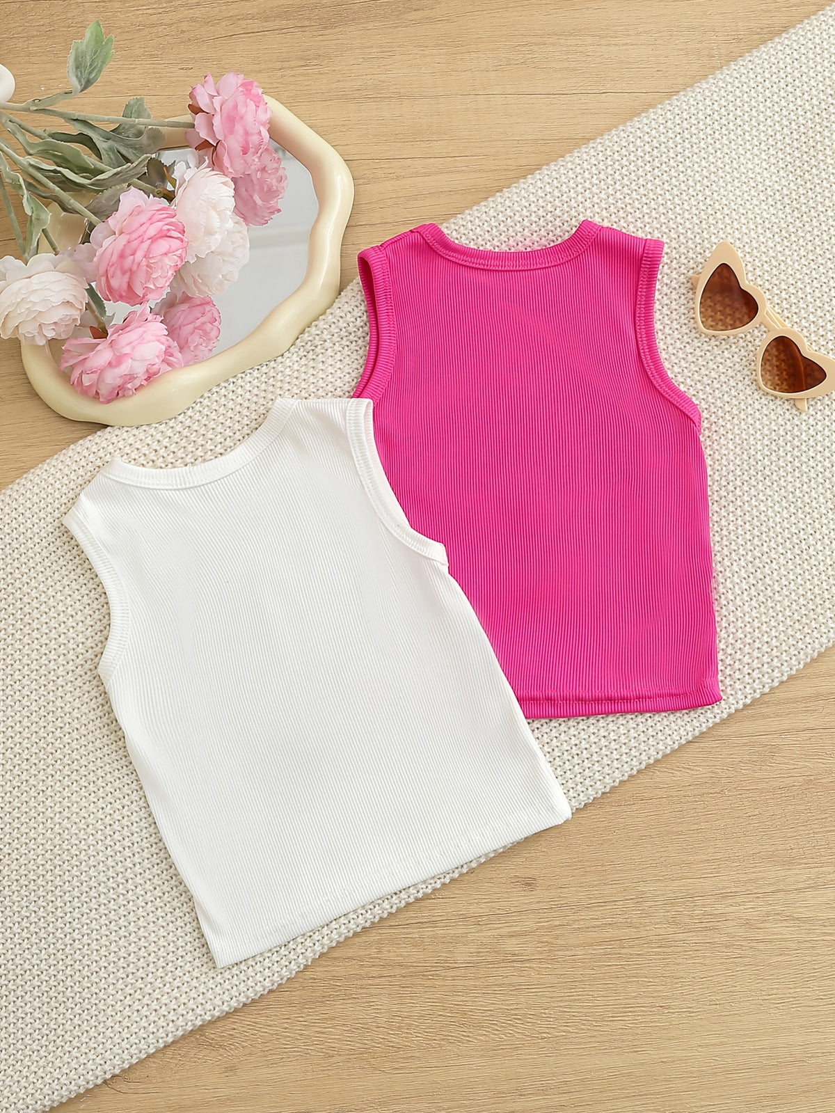 [Parfaits pour l'été] 2 Pièces Ensemble de Hauts Sans Manches Mignons à — Monptitlou Image