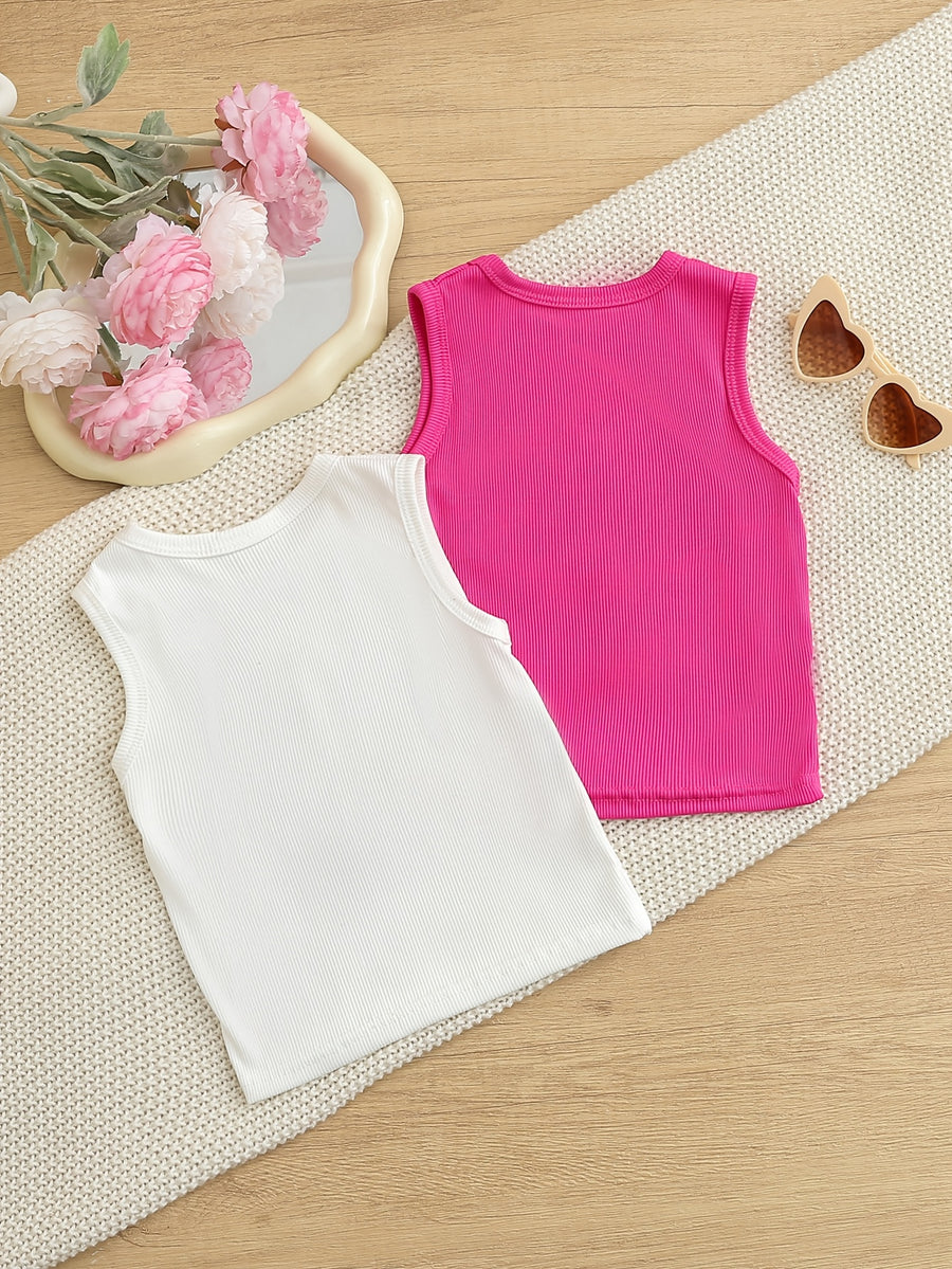 [Parfaits pour l'été] 2 Pièces Ensemble de Hauts Sans Manches Mignons à — Monptitlou