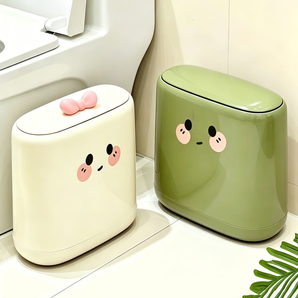 Poubelle Slim Mignonne avec Couvercle, Type Pression — Monptitlou