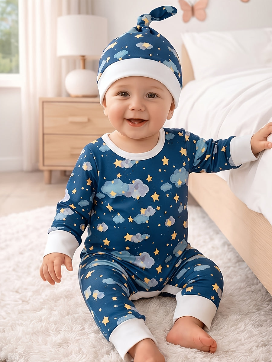 Barboteuse Nuage Ciel Étoilé, Printemps/Automne Unisexe Bébé — Monptitlou