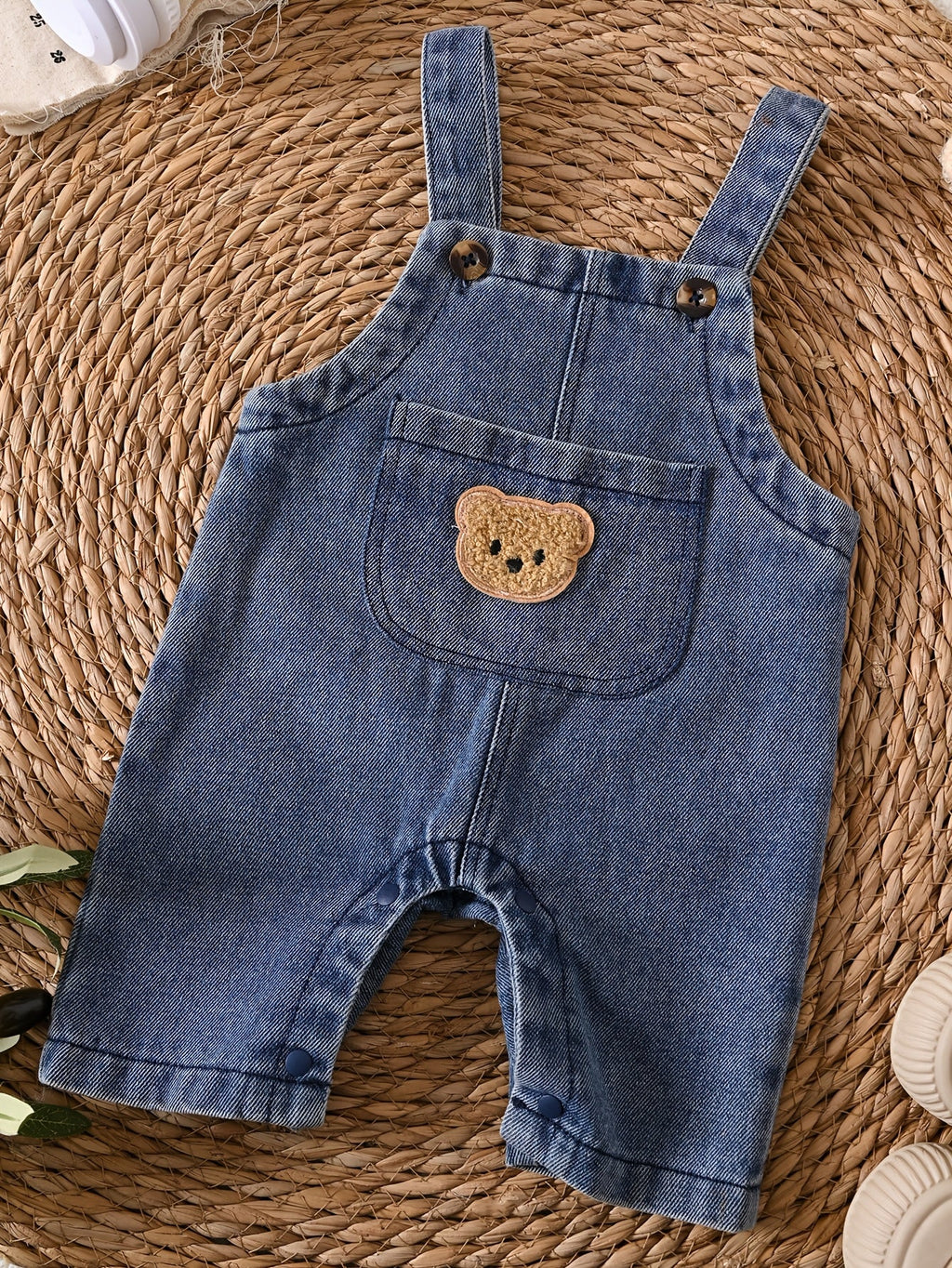 Salopettes en jean uni pour garçons avec poches — Monptitlou
