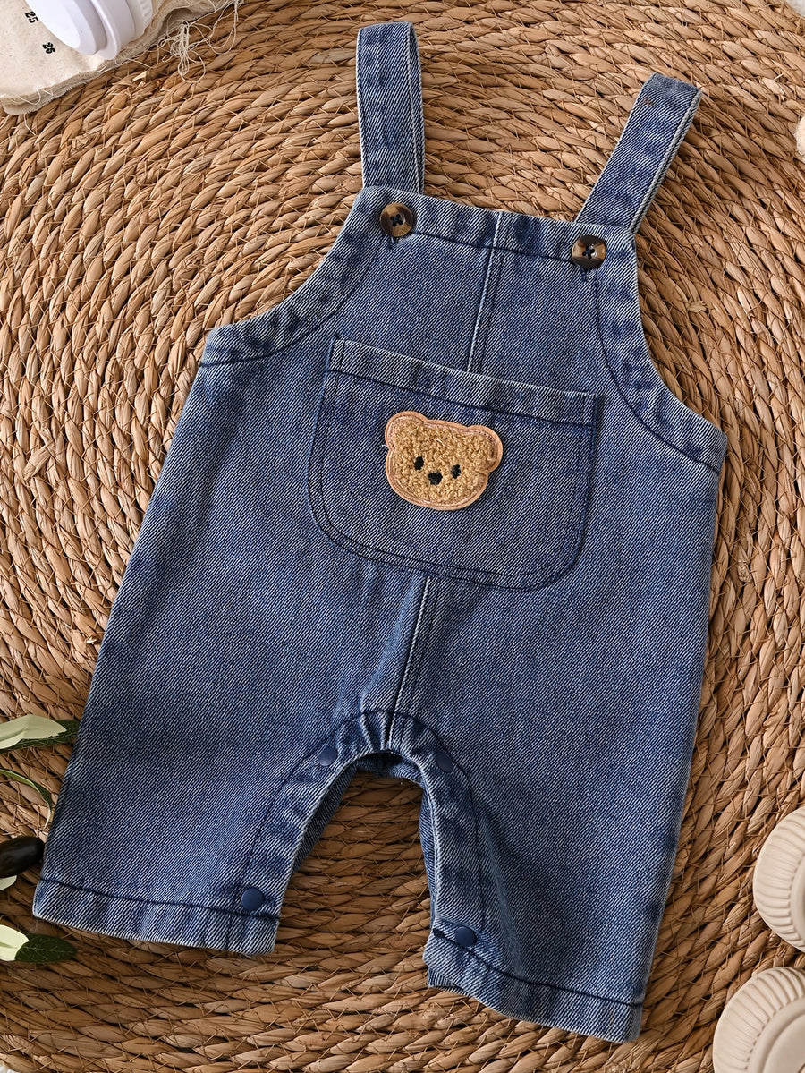 Salopettes en jean uni pour garçons avec poches — Monptitlou