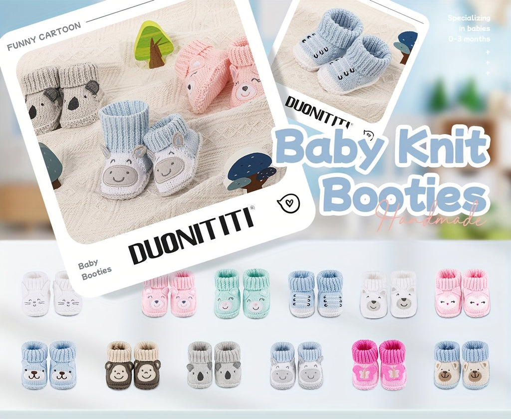 1 Paire de Chaussons Tricotés Mignons à Motifs Animaux pour — Monptitlou