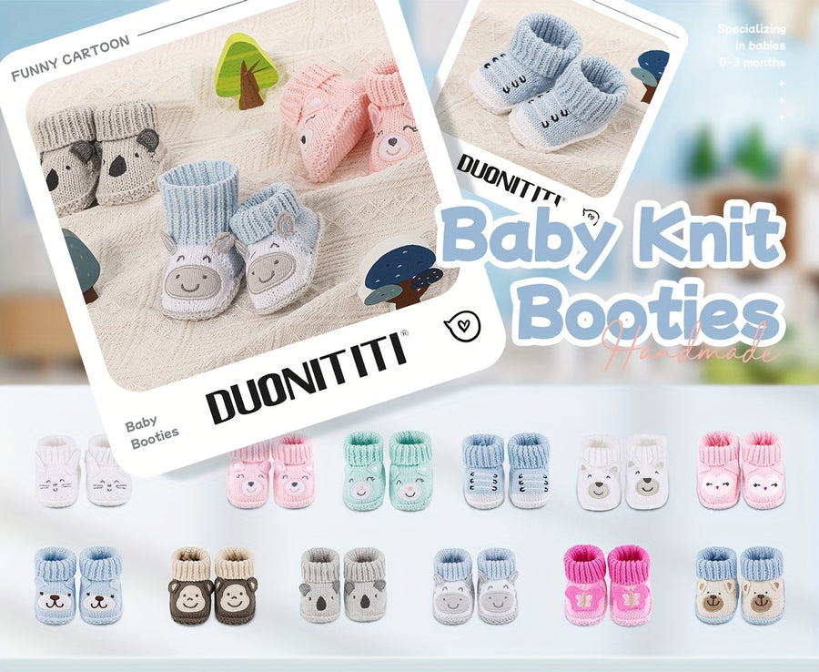 1 Paire de Chaussons Tricotés Mignons à Motifs Animaux pour — Monptitlou