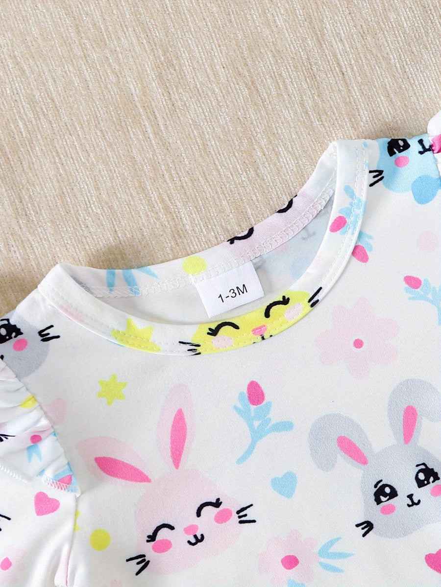 Tenues thème lapin - blouse manches longues et pantalon avec nœud et — Monptitlou