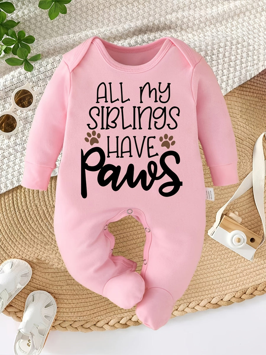 Body bébé pieds fermés - Lettrage "Tous mes frères et sœurs ont des pattes" - Nouveau-né - Cadeau grossesse quatre saiso