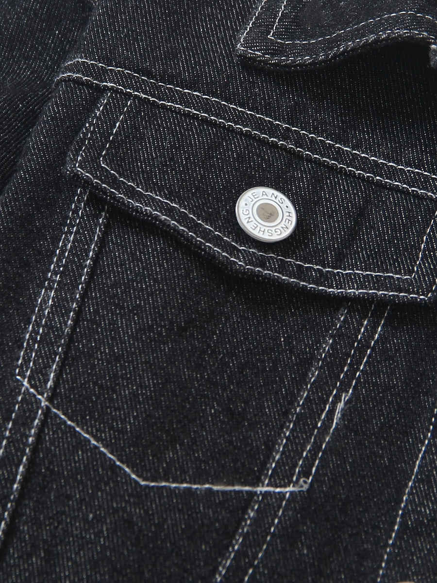 Ensemble Jeans à Manches Longues et Taille Élastique Déchiré pour