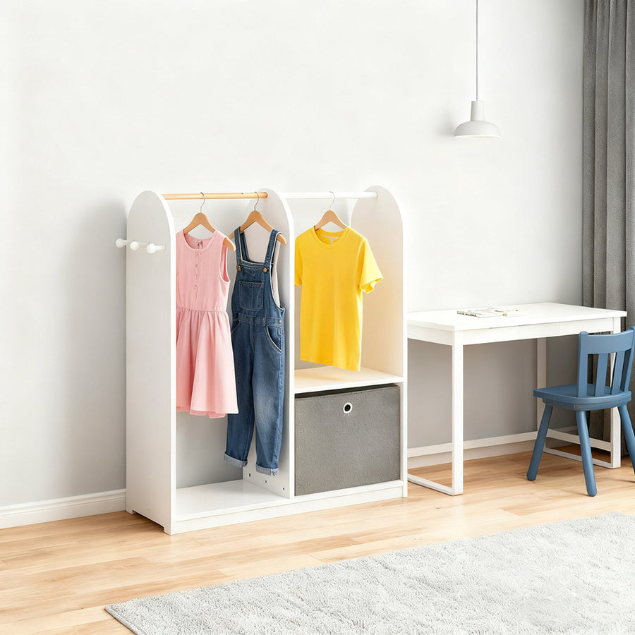 Armoire Enfant Penderie Enfant avec Portant Vêtements Garde-Robe avec — Monptitlou
