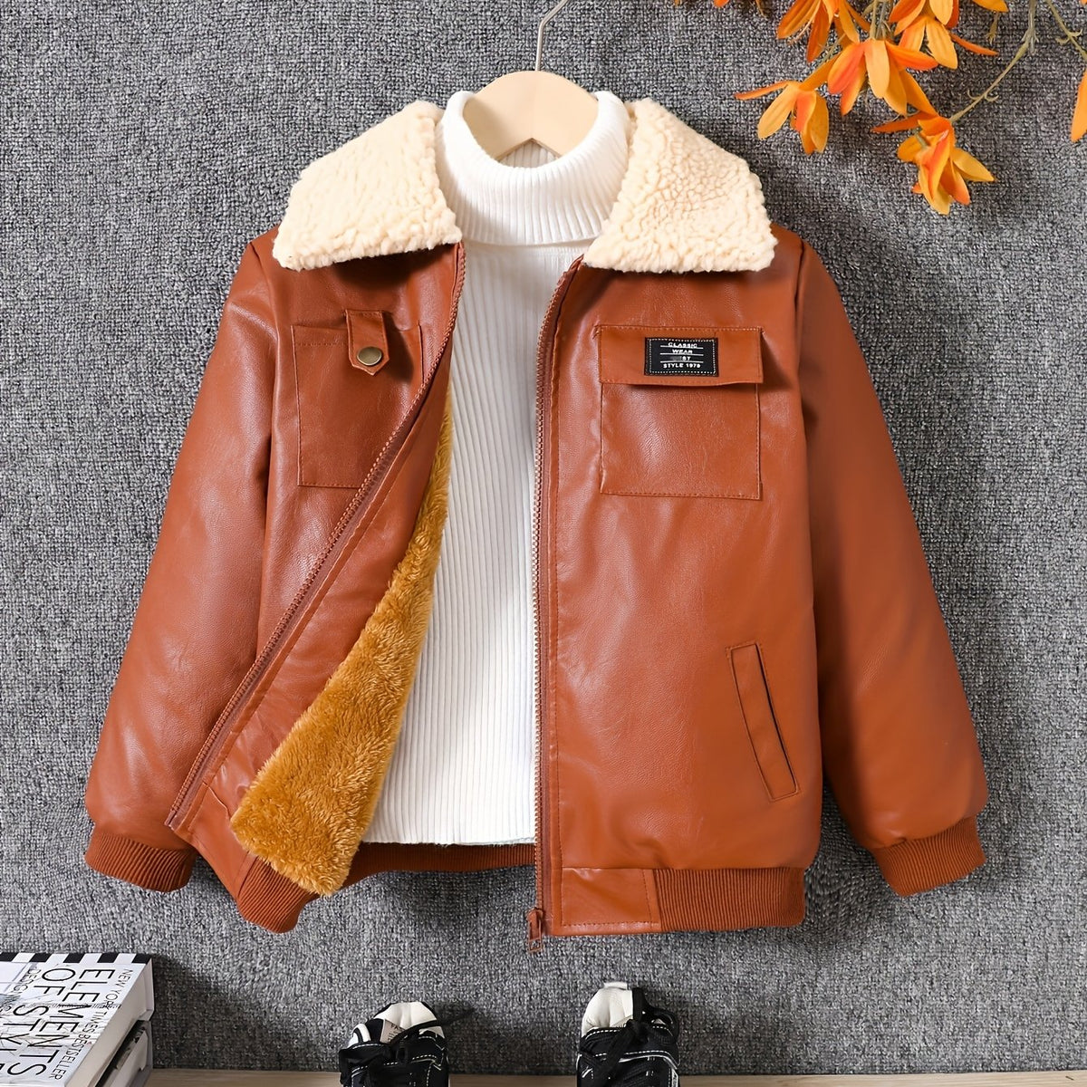 Veste doublée polaire pour garçons automne hiver épaisse tendance 2025 — Monptitlou Image