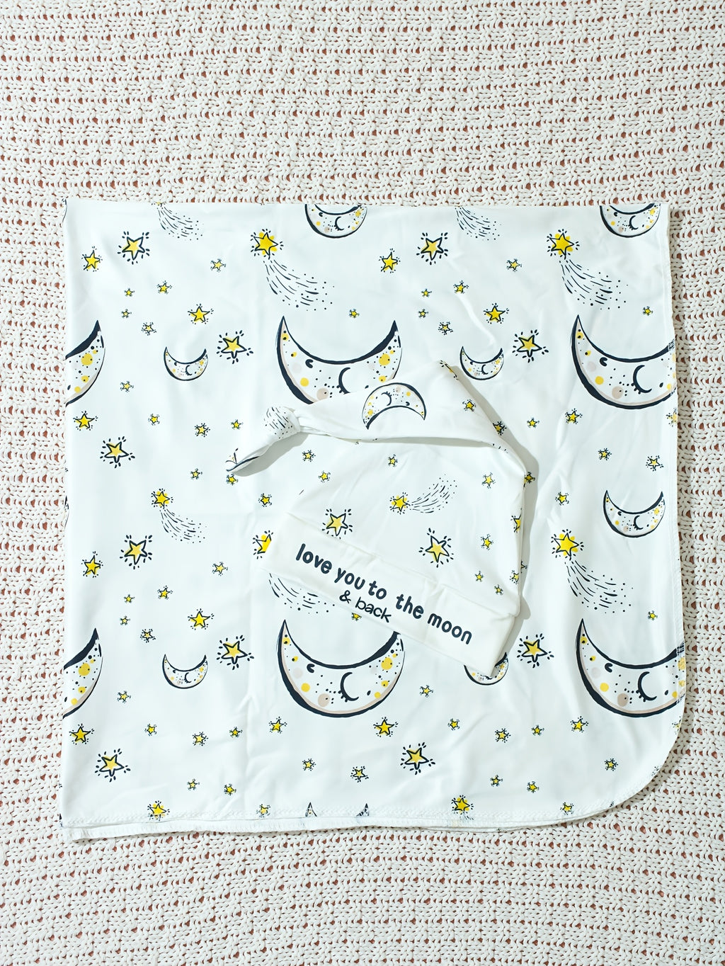 Parure 2 pièces pour nouveau-né : couverture-emmaillotage et bonnet — Monptitlou