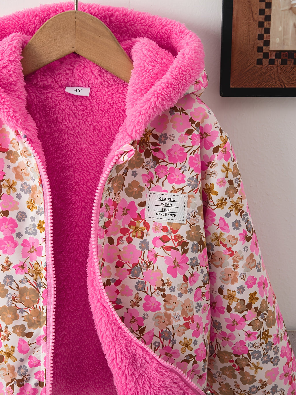 Veste cardigan zippée à capuche à manches longues réversible — Monptitlou