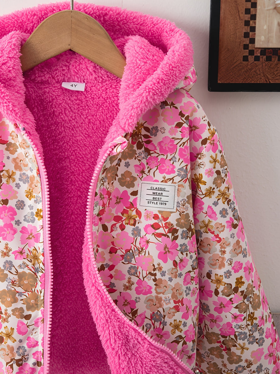 Veste cardigan zippée à capuche à manches longues réversible — Monptitlou