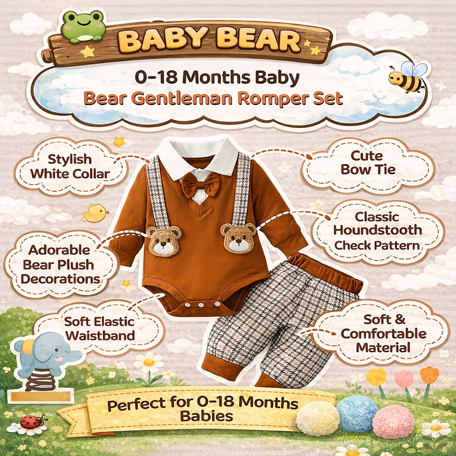 Ensemble 2 pièces pour bébé garçon, tenue ours de dessin animé — Monptitlou