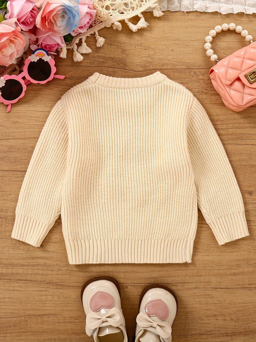 Pull à manches longues brodé à la main pour bébés filles avec lettres — Monptitlou