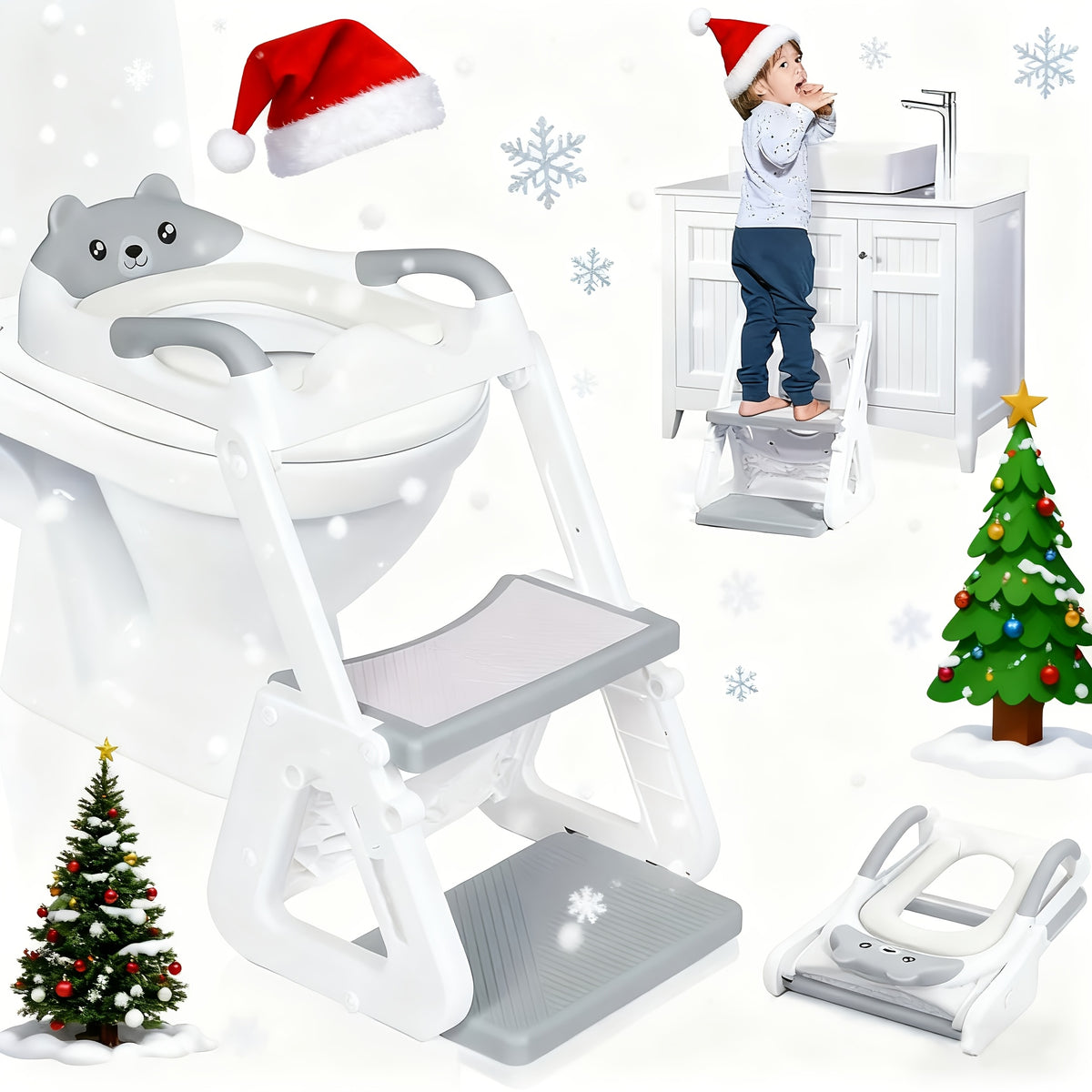 Siège de toilette double usage avec marchepied conçu pour les — Monptitlou Image