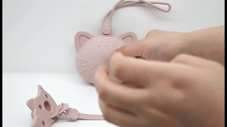 Sac de rangement et de transport pour sucette en silicone, Mignon design en forme de chat, Sac de rangement -chute à sus