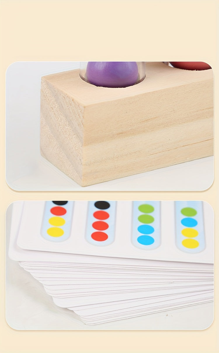 Jeu Éducatif en Bois à 5 Tubes Transparents pour le Tri de Perles — Monptitlou