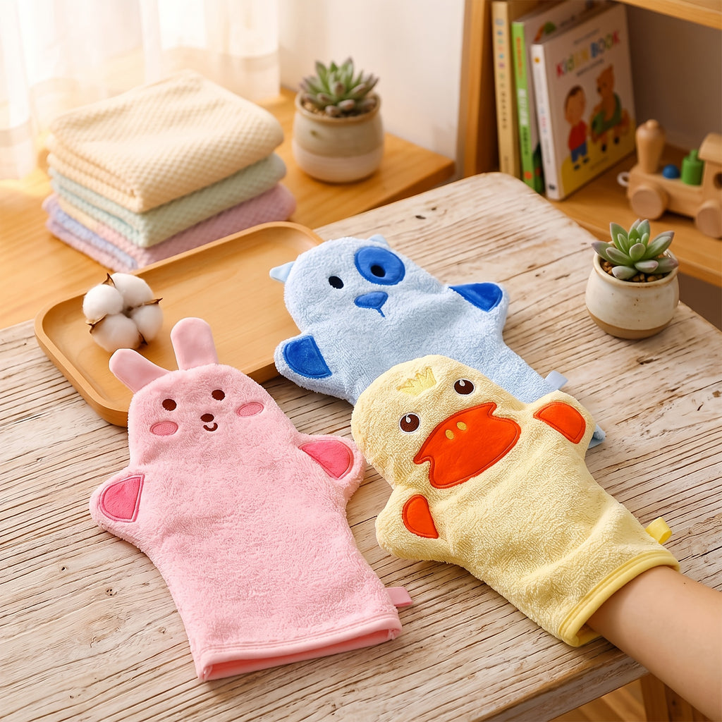 Gants de bain pour bébé à motif animal brodé, 5 styles — Monptitlou