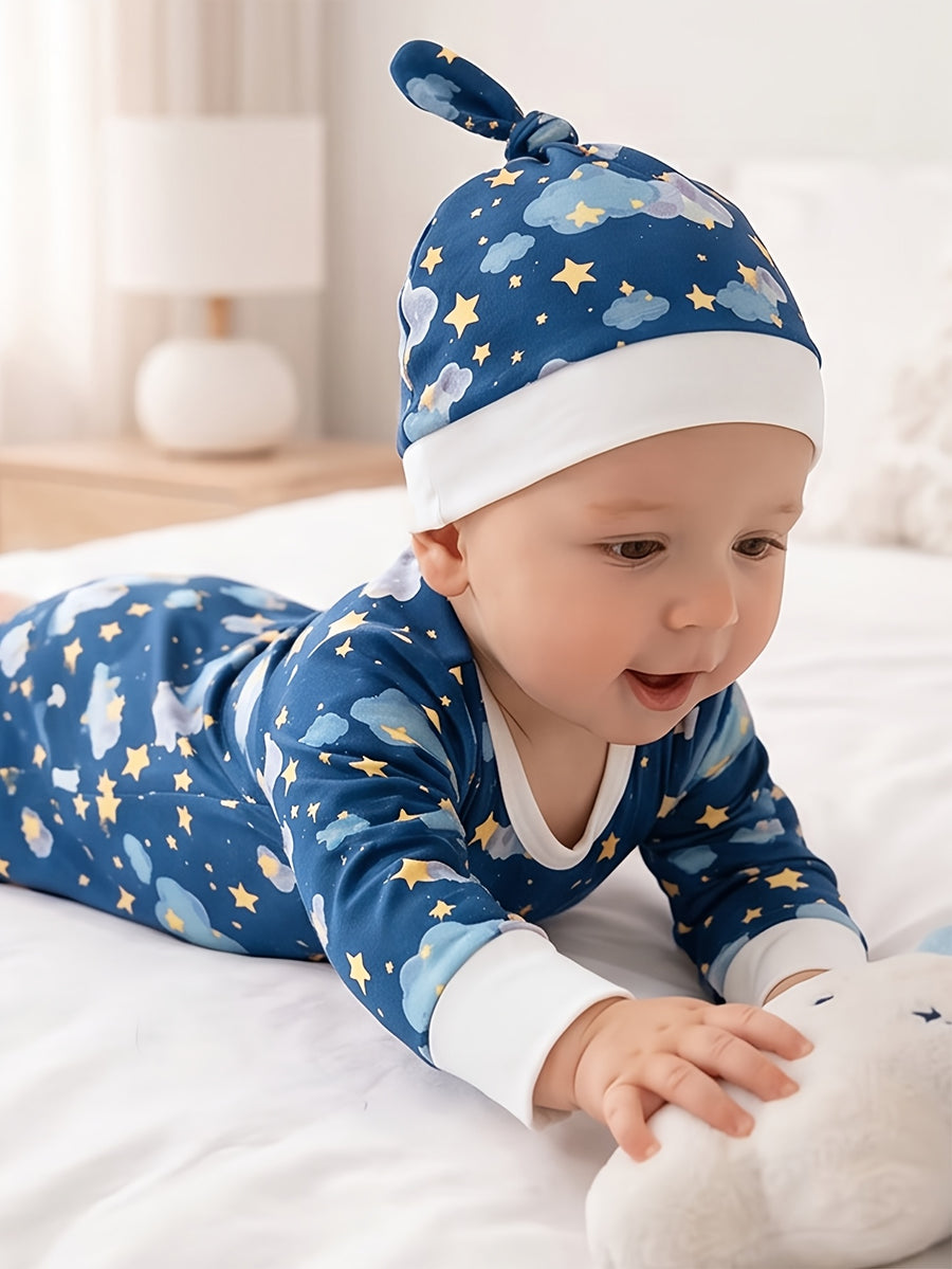 Barboteuse Nuage Ciel Étoilé, Printemps/Automne Unisexe Bébé — Monptitlou