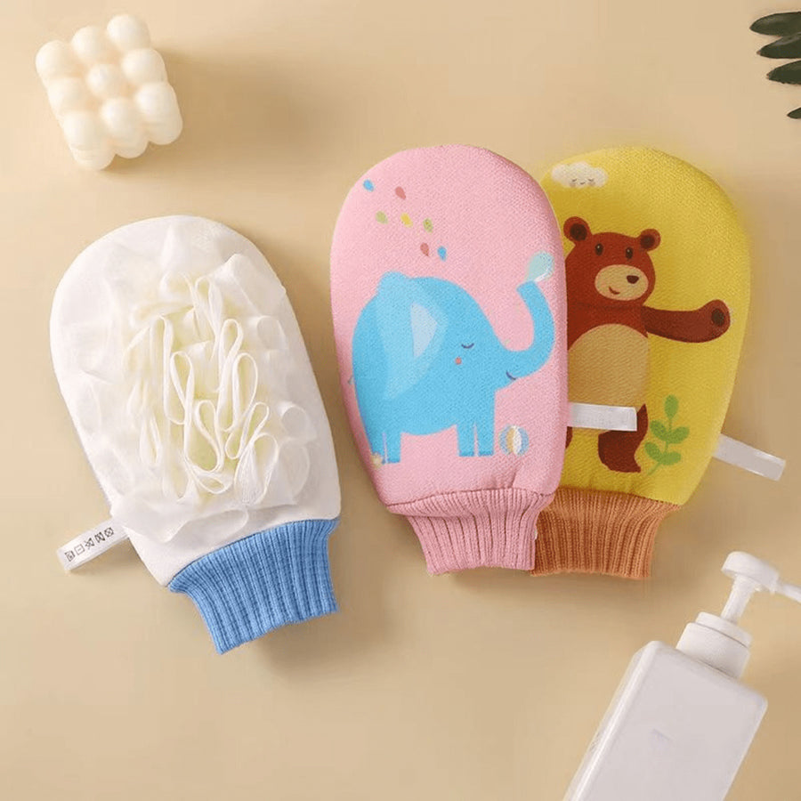 Gant de bain cartoon 1 pc, double face, frottement, mousse riche — Monptitlou