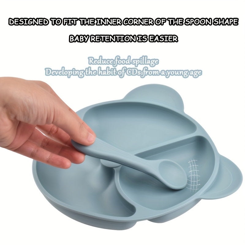 [Cadeau pour enfants] Assiette Divisée en Silicone (avec Ventouse) et 2 — Monptitlou