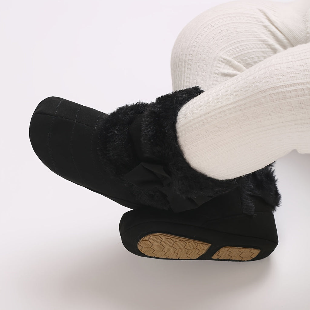 Bottes bébé chaudes hiver polyvalentes mode, avec nœud, 0-1 an, intérieur extérieur confortables