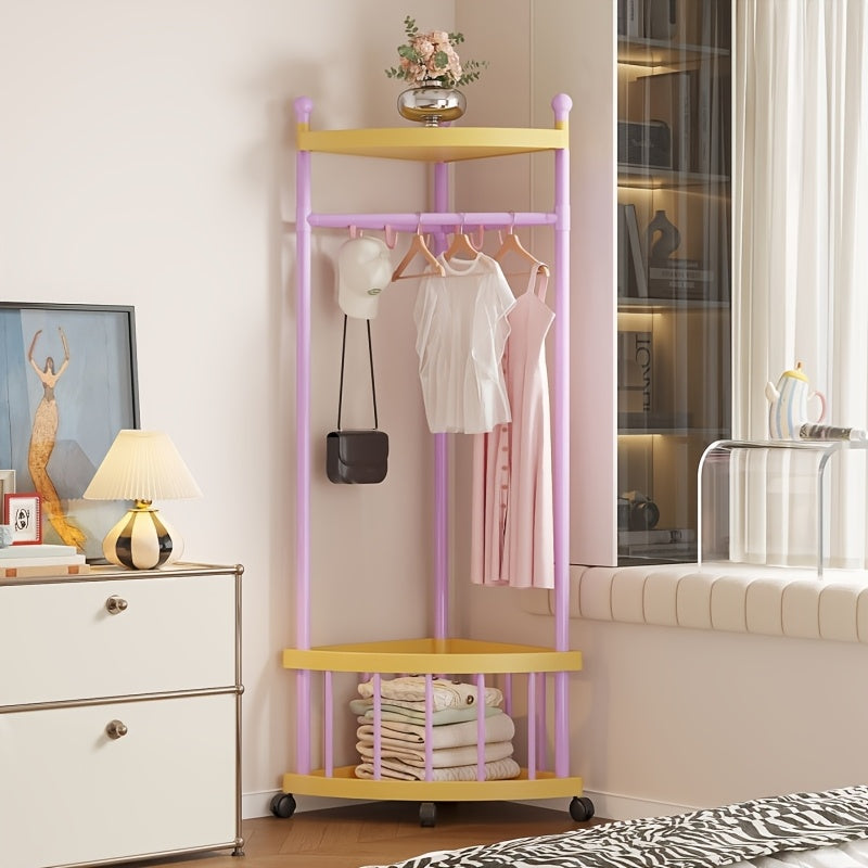 Porte-vêtements d'angle rotatif avec roulettes verrouillables — Monptitlou