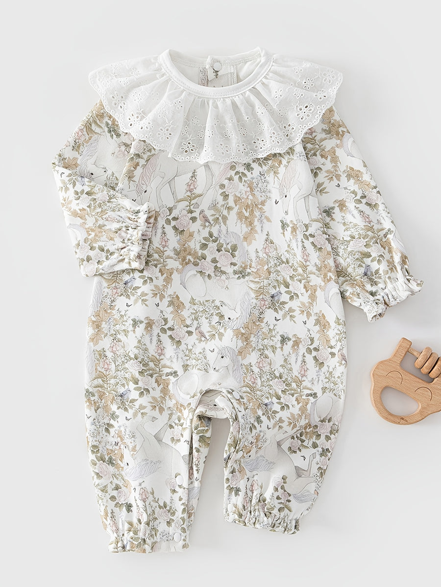 Nouvelle Arrivée Printemps Barboteuse à Manches Longues en Pur Coton — Monptitlou