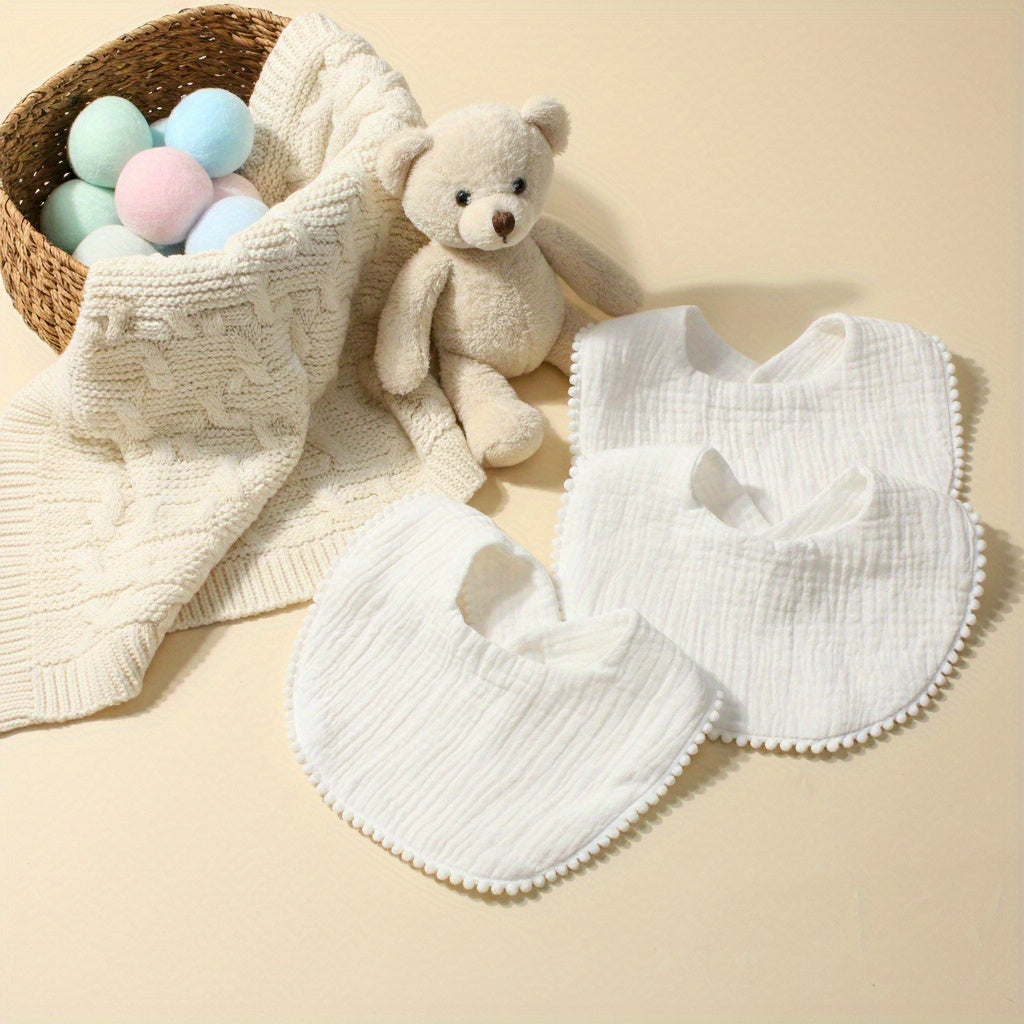 Bavoirs à pression pour bébé, blancs, mignons, doux — Monptitlou