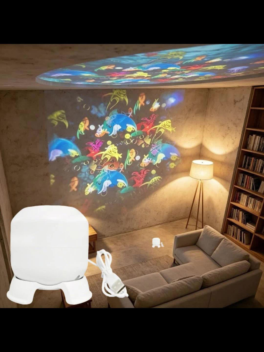 Lampe de nuit LED projection ciel étoilé océan, photo 20