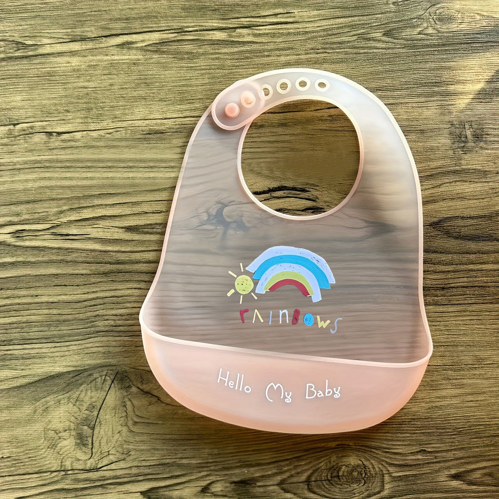 1 bavoir mignon en silicone pour bébé avec bande de cou réglable — Monptitlou