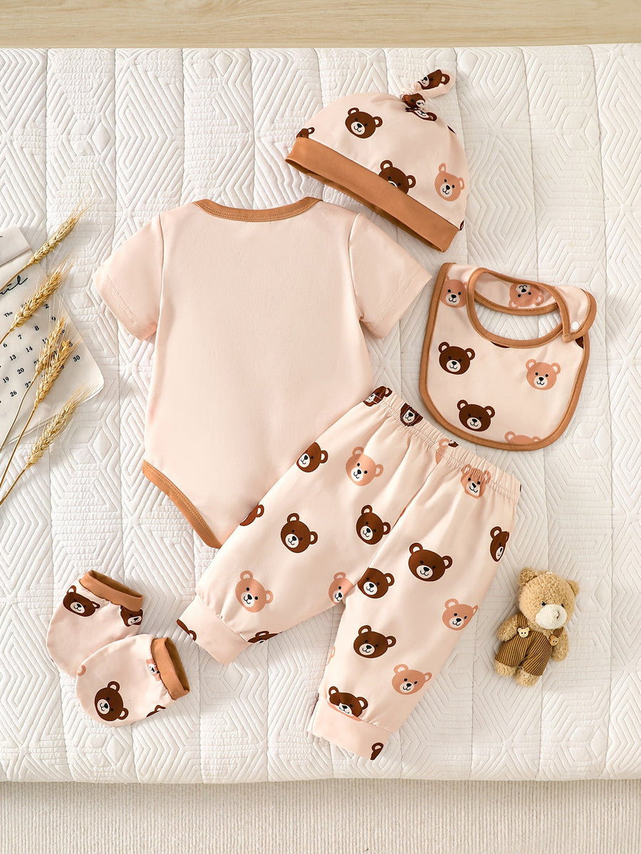 Ensemble 5 pièces bébé ours super mignon : bonnet triangulaire — Monptitlou