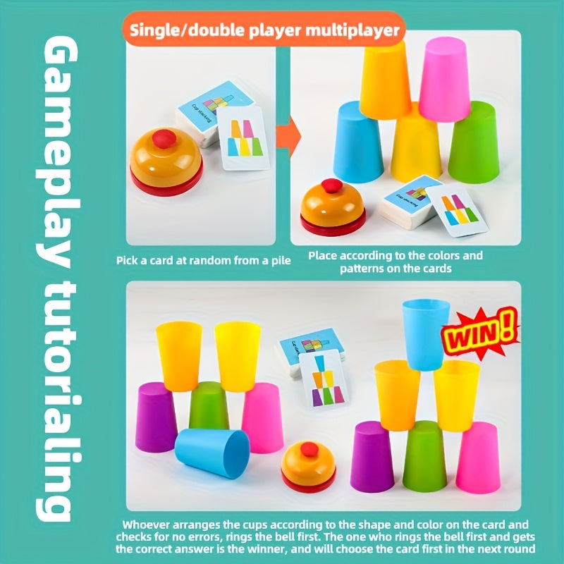 Jeu de gobelets à empiler Memory, gobelets à associer et empiler — Monptitlou
