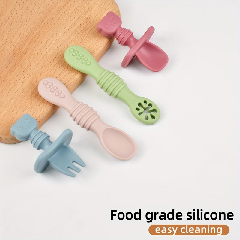 Cuillères et fourchettes en silicone pour bébé 0-3 ans — Monptitlou
