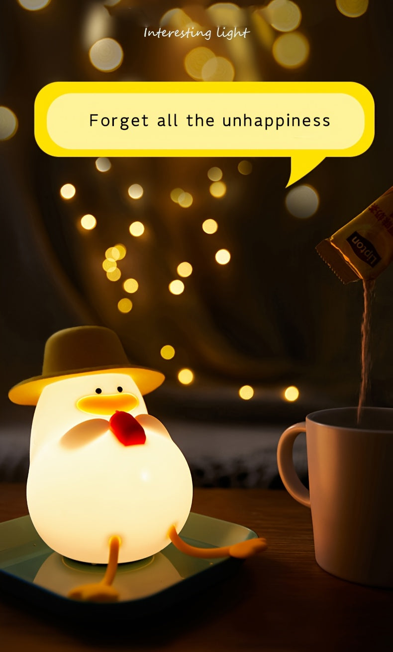 Lampe de chevet en silicone mignon canard avec lumière douce changeante — Monptitlou Image