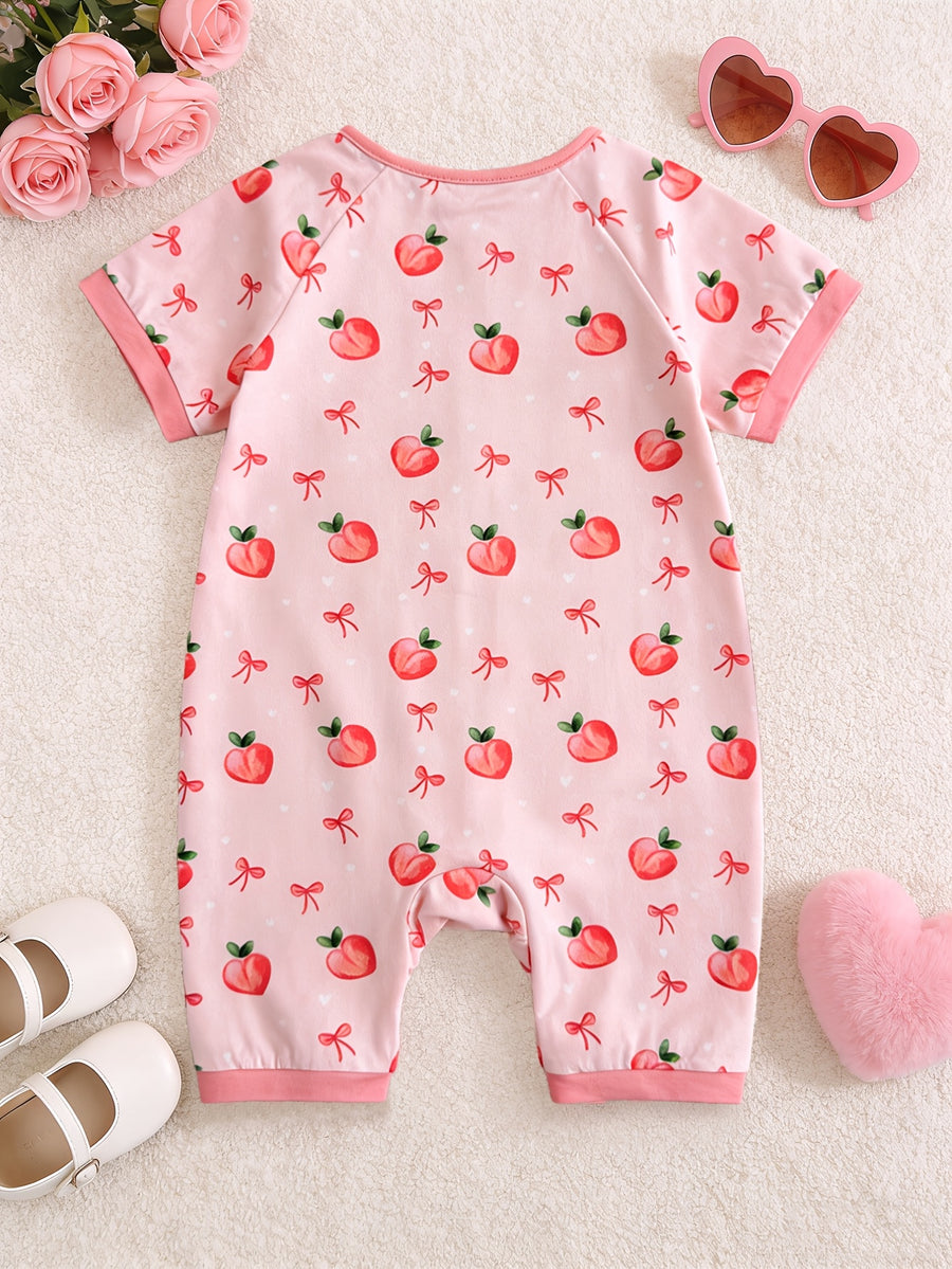 Combinaison bébé fille à motif pêches et nœuds — Monptitlou