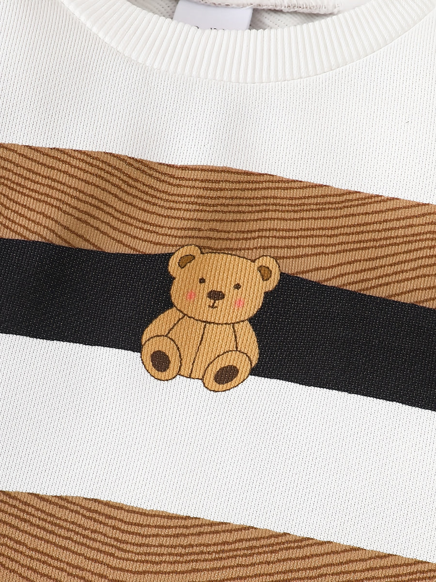 Pull et pantalon en polaire à rayures imprimées pour garçon — Monptitlou