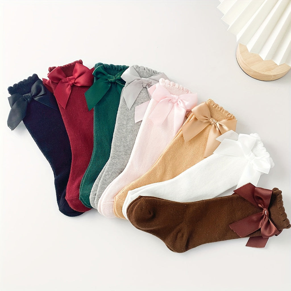 8 paires de chaussettes hautes adorables avec nœud pour genou pour bébé — Monptitlou
