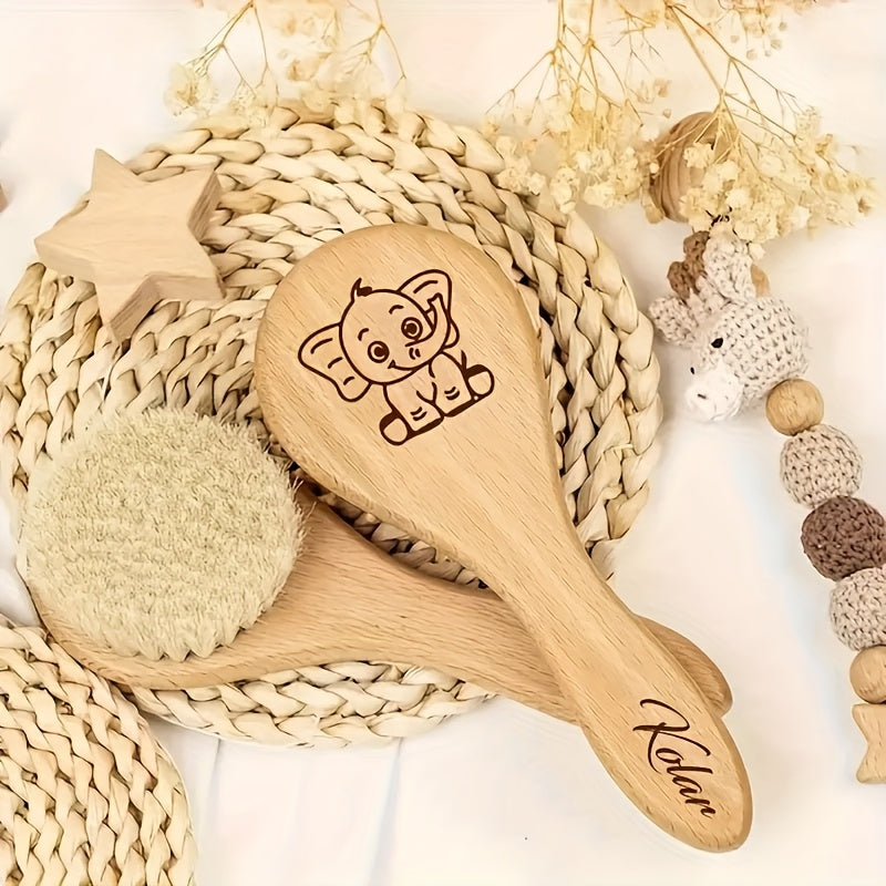 Une brosse à cheveux personnalisée avec un motif d'éléphant — Monptitlou