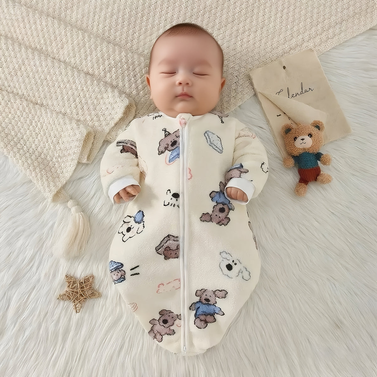 Cadeau de baptême et robe pour poupée bébé chiot Manches longues en — Monptitlou Image