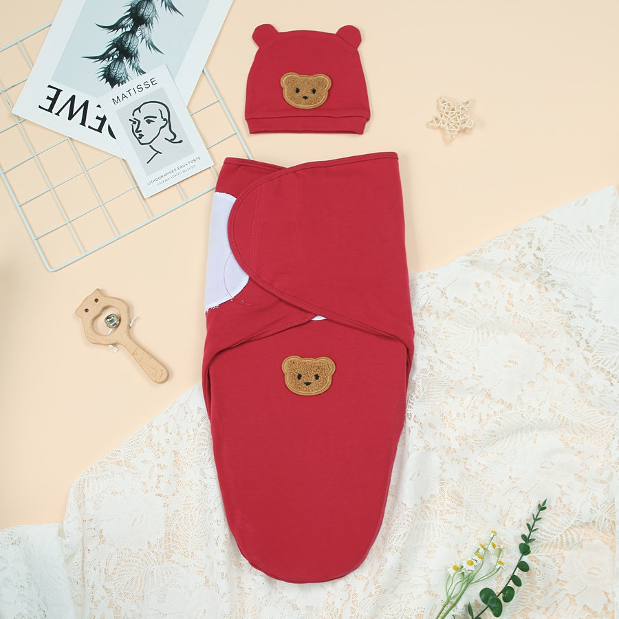 Ensemble Bébé Pure : Doublure et Bonnet, Motif Ours — Monptitlou