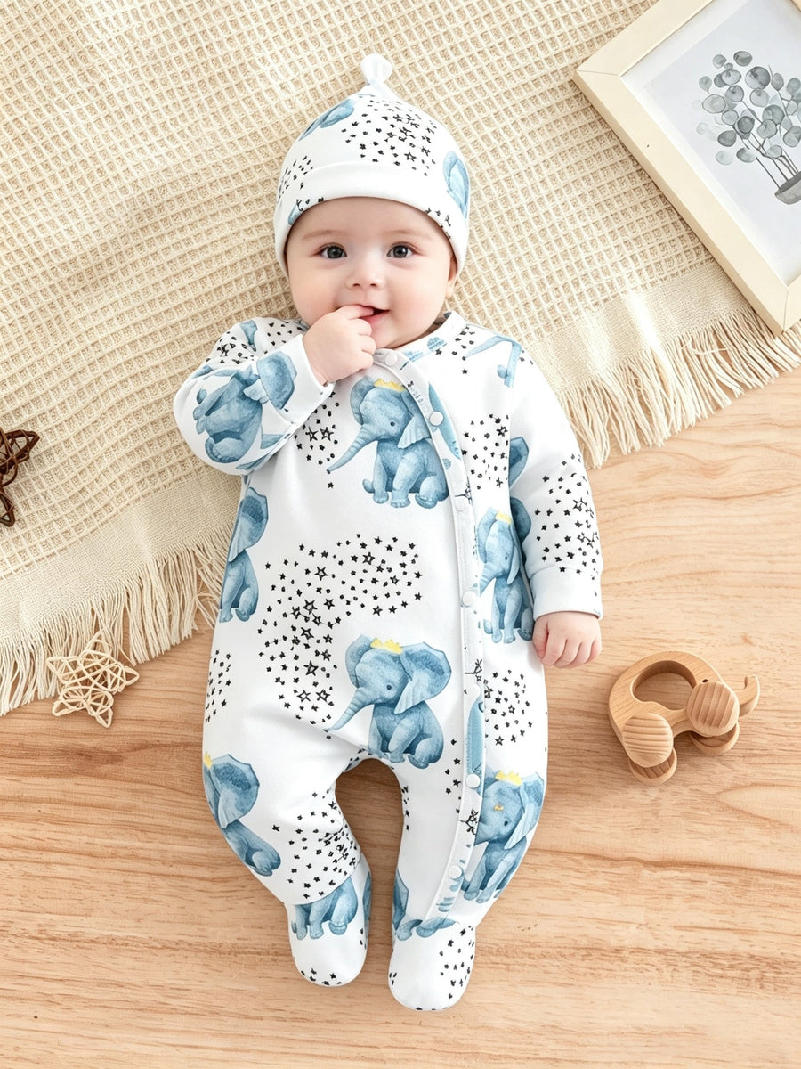 Body Bébé Éléphant Bleu Étoile Confortable — Monptitlou