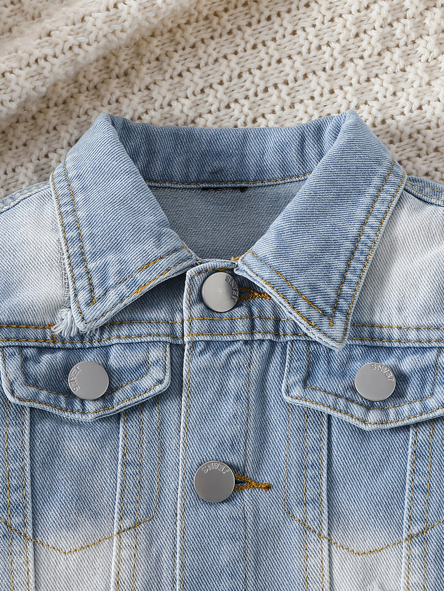 Veste en jean délavé bleu clair motif petit ours garçon, photo 24