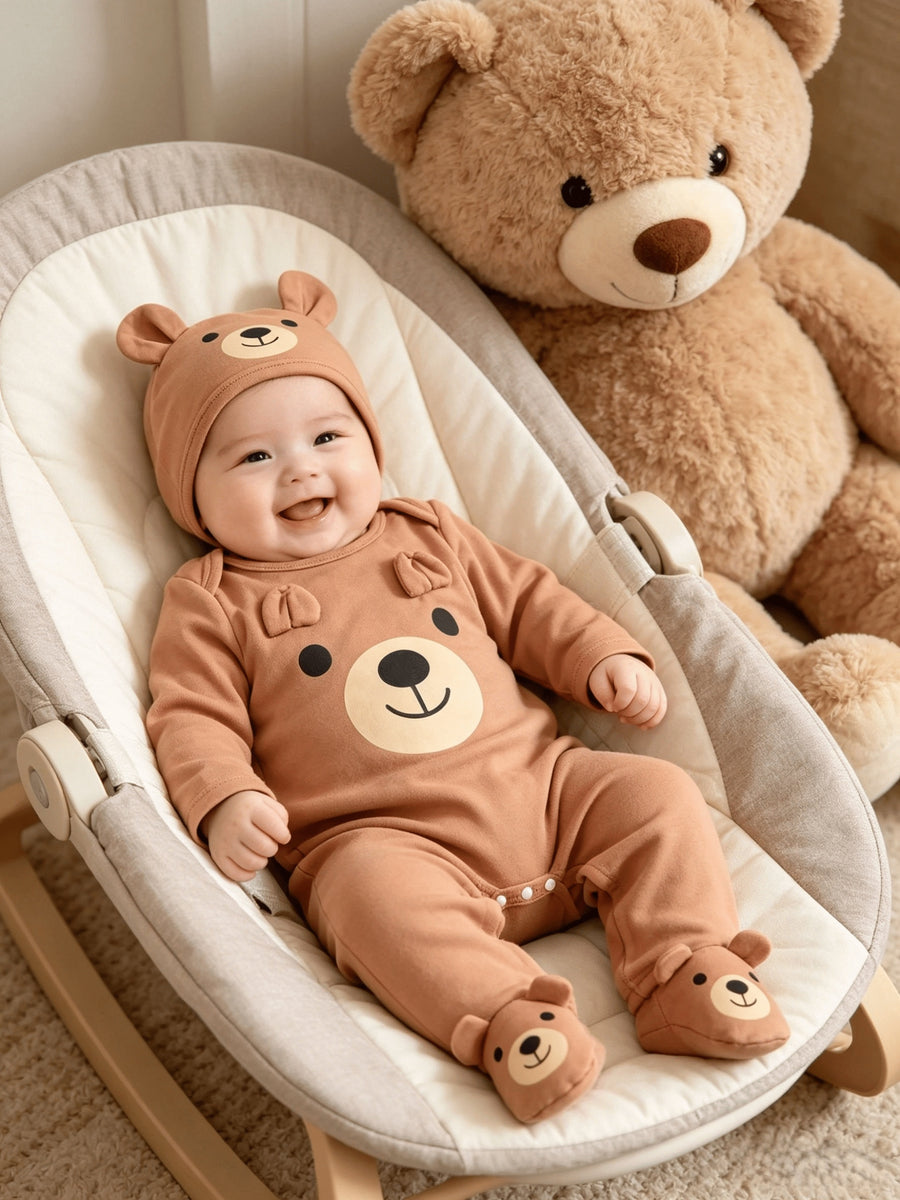 Ensemble Bébé Ours Mignon, Combinaison à Manches Longues — Monptitlou