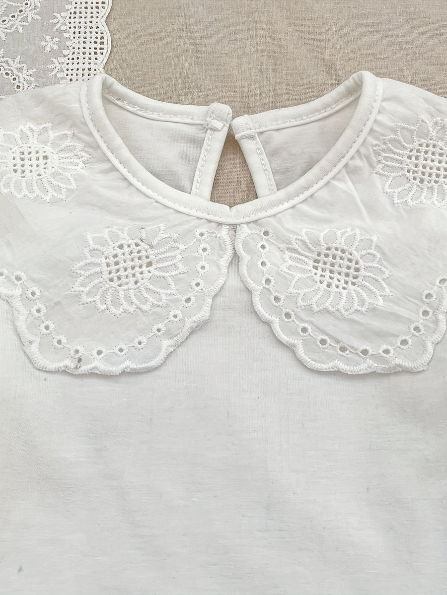 T-shirt pour filles à col dentelle unicolore, photo 14