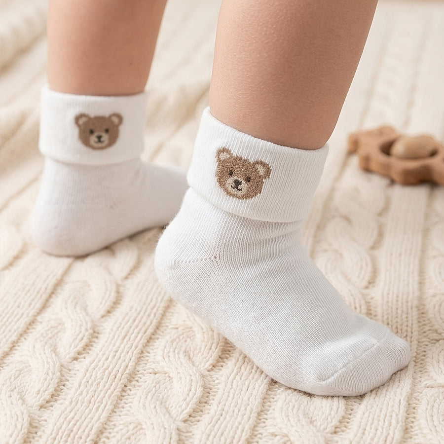 Paires de chaussettes pour bébé, motif ours blanc pur — Monptitlou